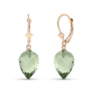 Green Amethyst Briolette Drop Earrings 19ctw in 9ct Rose Gold