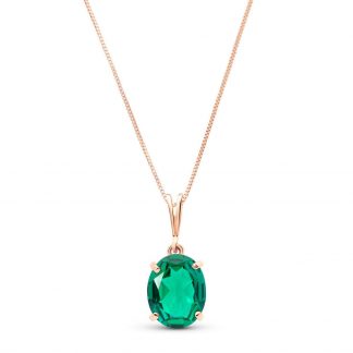 Oval Cut Lab Grown Emerald Pendant Necklace 1.9ct in 9ct Rose Gold