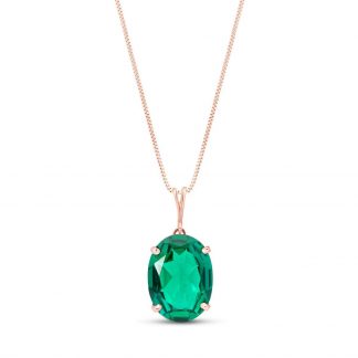 Oval Cut Lab Grown Emerald Pendant Necklace 4.5ct in 9ct Rose Gold