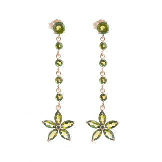 Peridot Daisy Chain Drop Earrings in 9ct Rose Gold