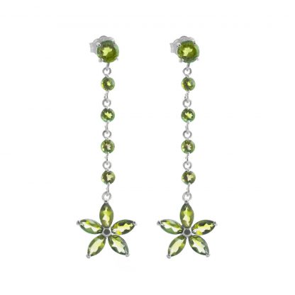 Peridot Daisy Chain Drop Earrings in 9ct White Gold