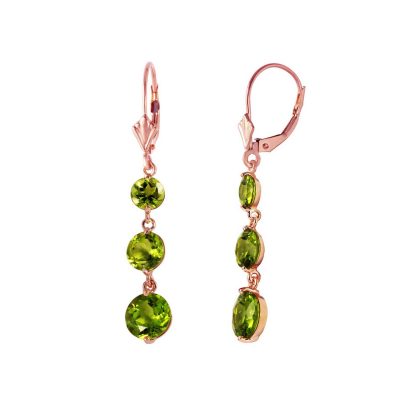 Peridot Trinity Drop Earrings in 9ct Rose Gold