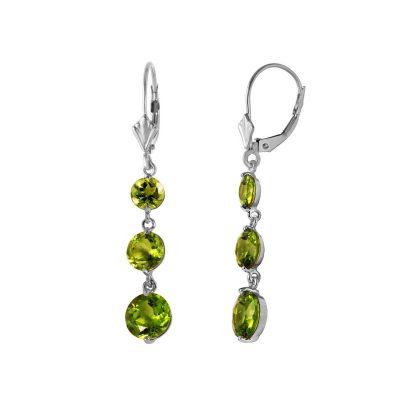 Peridot Trinity Drop Earrings in 9ct White Gold