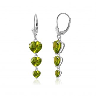 Peridot Triple Heart Drop Earrings in 9ct White Gold