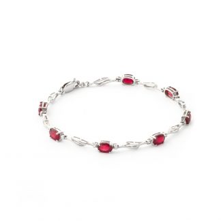 Ruby & Diamond Classic Tennis Bracelet in 9ct White Gold