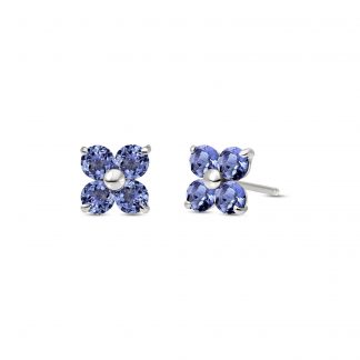 Tanzanite Clover Stud Earrings 1.15ctw in 9ct White Gold