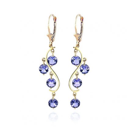 Tanzanite Dream Catcher Drop Earrings 4ctw in 9ct Gold