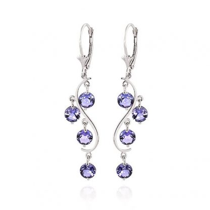 Tanzanite Dream Catcher Drop Earrings 4ctw in 9ct White Gold