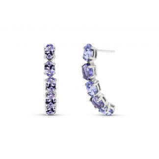 Tanzanite Linear Stud Earrings 2.5ctw in 9ct White Gold