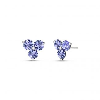 Tanzanite Trinity Stud Earrings 1.5ctw in 9ct White Gold