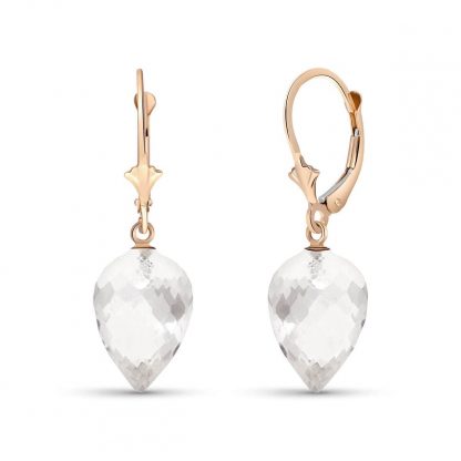 White Topaz Briolette Drop Earrings 24.5ctw in 9ct Rose Gold