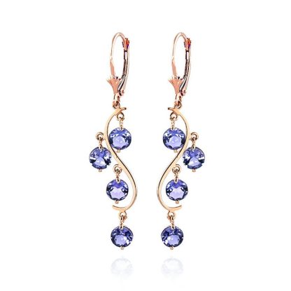 Tanzanite Dream Catcher Drop Earrings 4ctw in 9ct Rose Gold