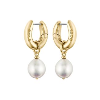 BOSS Women's Leah Yellow Gold IP Fresh Water Pearl Earrings