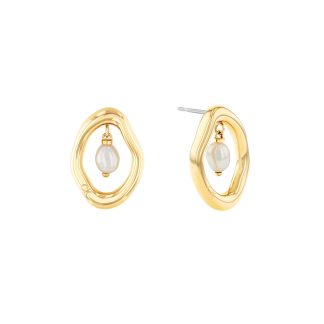 Calvin Klein Women's Edgy Pearls Yellow Gold IP Earrings