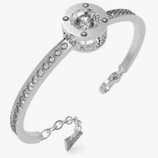 Guess Solitaire Silver-Tone Crystal Bangle UBB01460RHL