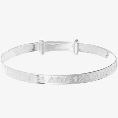 Silver 'ABC123' Expandable Baby Bangle SBB8