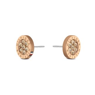 Tommy Hilfiger Women's Logo Stud Earrings in Gold Plated Stainless Steel