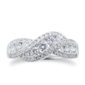 Brilliant Cut 0.75 Carat Total Weight Diamond Ring In 9 Carat White Gold - Ring Size J