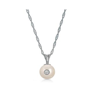Pearl & Diamond Pendant Necklace in 9ct White Gold