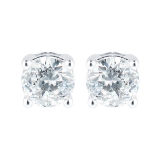 18ct White Gold 1ct Goldsmiths Brightest Diamond 4 Claw Stud Earrings