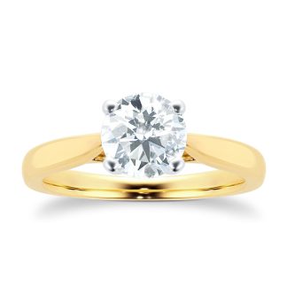 18ct Yellow Gold Brilliant Cut 1.00 Carat 88 Facet Diamond Ring - Ring Size J