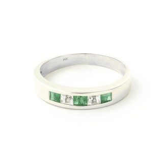 Emerald & White Topaz Princess Prestige Ring in 9ct White Gold