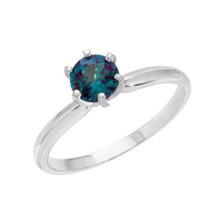 Lab Grown Alexandrite Solitaire Ring 0.6ct in 9ct White Gold