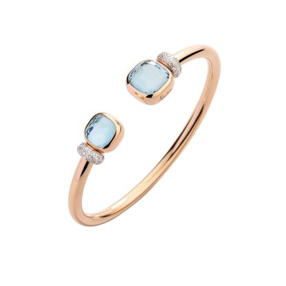 Nudo Classic 18ct Rose Gold Blue Topaz & 0.50ct Diamond Bangle