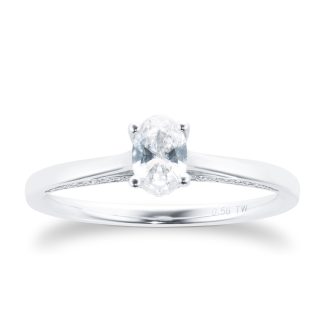 18ct White Gold 0.50cttw Oval Cut Diamond Ring