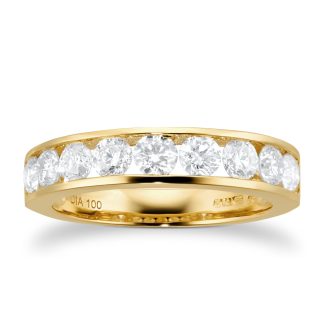 18ct Yellow Gold 1.00ct Diamond Channel Set Half Eternity Ring - Ring Size J