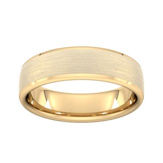 6mm Slight Court Heavy Polished Chamfered Edges With Matt Centre Wedding Ring In 18 Carat Yellow Gold - Ring Size V