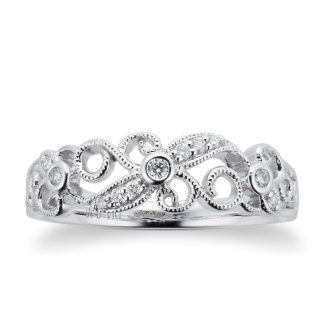 Brilliant Cut 0.10 Carat Total Weight Diamond Ring In 9 Carat White Gold - Ring Size J