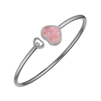 Happy Hearts 18ct White Gold Mother Of Pearl and Diamond Bangle