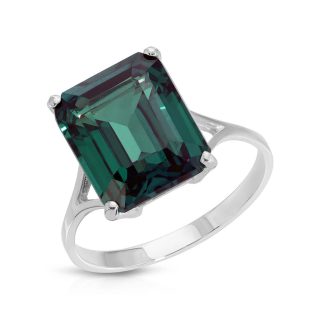 Lab Grown Alexandrite Auroral Ring 6ct in 9ct White Gold