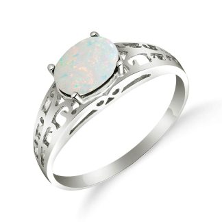 Opal Catalan Filigree Ring 0.45ct in 9ct White Gold