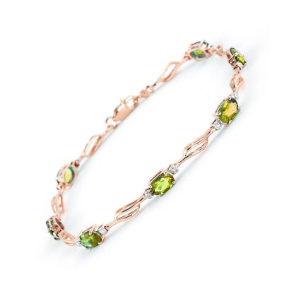 Peridot & Diamond Classic Tennis Bracelet in 9ct Rose Gold