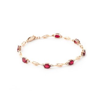 Ruby & Diamond Classic Tennis Bracelet in 9ct Rose Gold