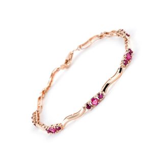 Ruby & Diamond Trinity Tennis Bracelet in 9ct Rose Gold