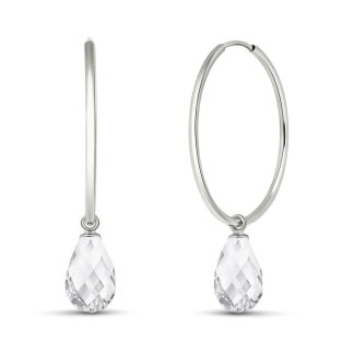 White Topaz Halo Earrings 4.5ctw in 9ct White Gold
