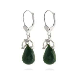 White Topaz & Emerald Snowdrop Earrings in 9ct White Gold
