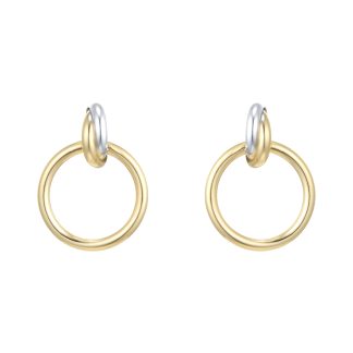 18ct White & Yellow Gold Circle Stud Earrings
