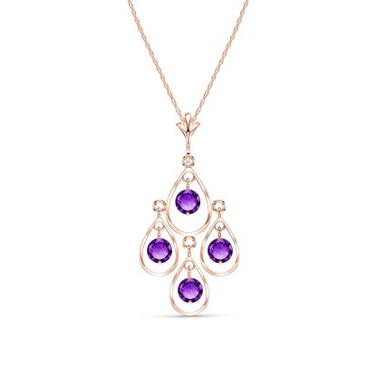 Amethyst Quadruplo Milan Pendant Necklace 1.2ctw in 9ct Rose Gold