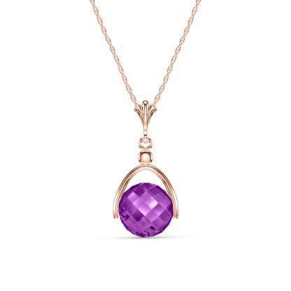 Amethyst Sparkler Drop Pendant Necklace 3.25ct in 9ct Rose Gold