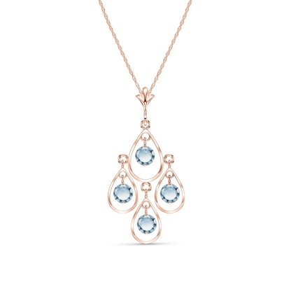 Aquamarine Quadruplo Milan Pendant Necklace 1.2ctw in 9ct Rose Gold