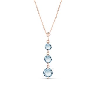 Aquamarine Trinity Pendant Necklace in 9ct Rose Gold