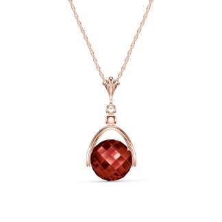 Garnet Sparkler Drop Pendant Necklace 4.2ct in 9ct Rose Gold