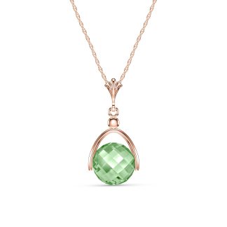 Green Amethyst Sparkler Drop Pendant Necklace 3.25ct in 9ct Rose Gold