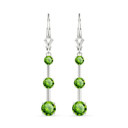 Peridot Bar Drop Earrings in 9ct White Gold