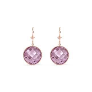 Rose Quartz Drop Earrings 34ctw in 9ct Rose Gold