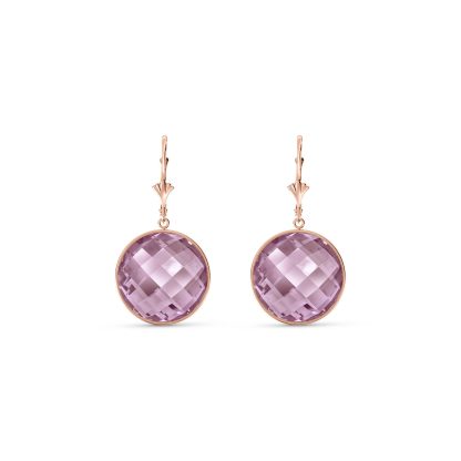 Rose Quartz Drop Earrings 34ctw in 9ct Rose Gold